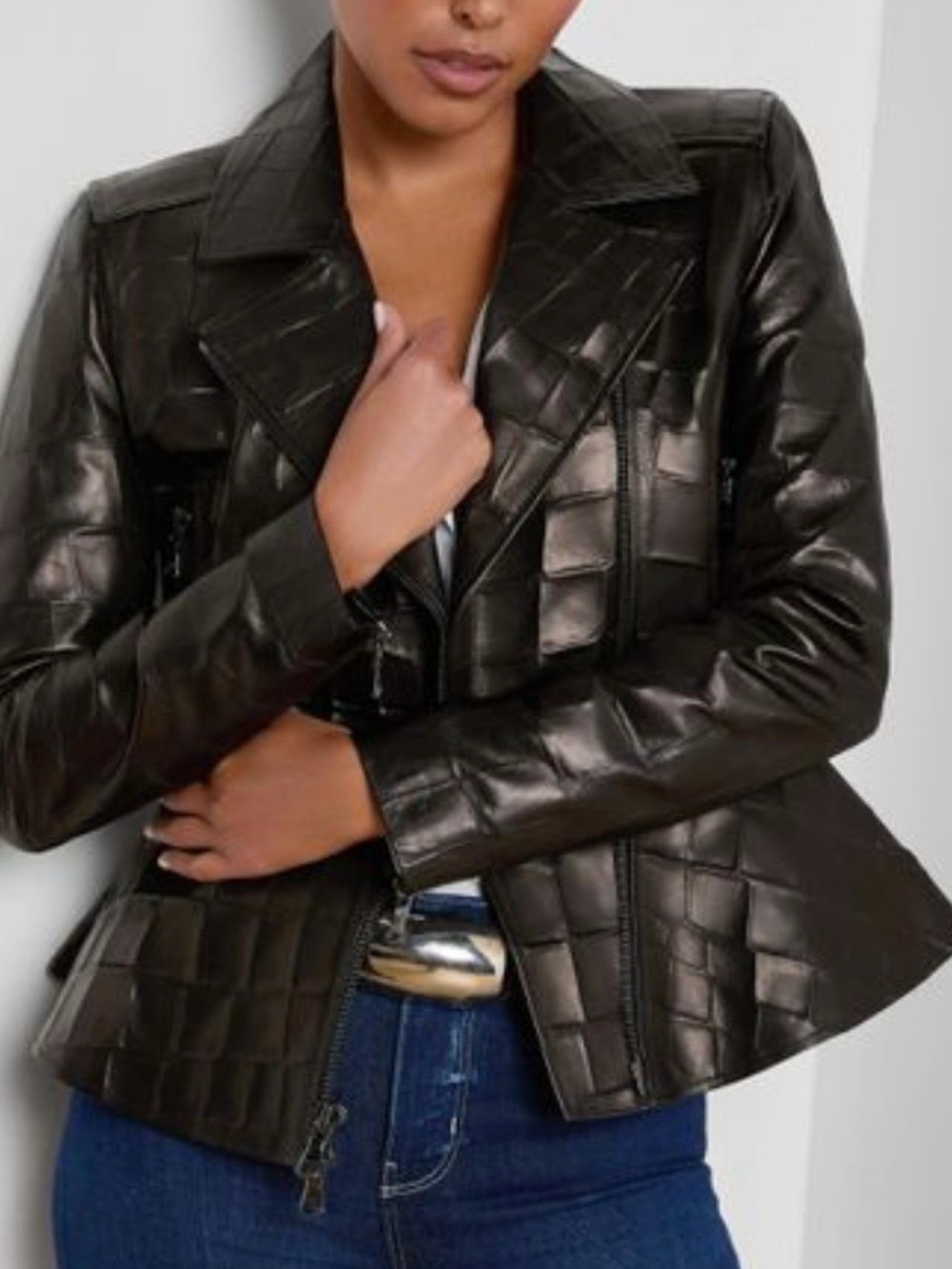 L’AGENCE Women's  Lyric Leather Peplum Biker Jacket